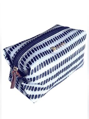 Your Adventure Awaits Makeup Cosmetic Pouch in Blue and White